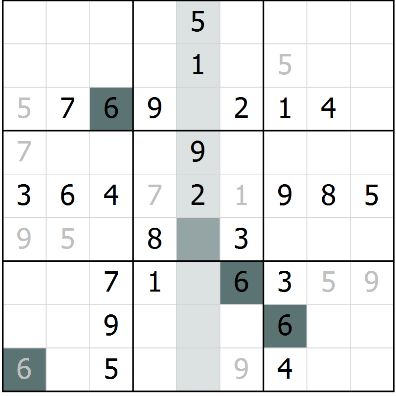 Position des candidats pour la solution de la Gr 41 page 43 du magazine de sudoku SUDOKU SUCCESS n° 022