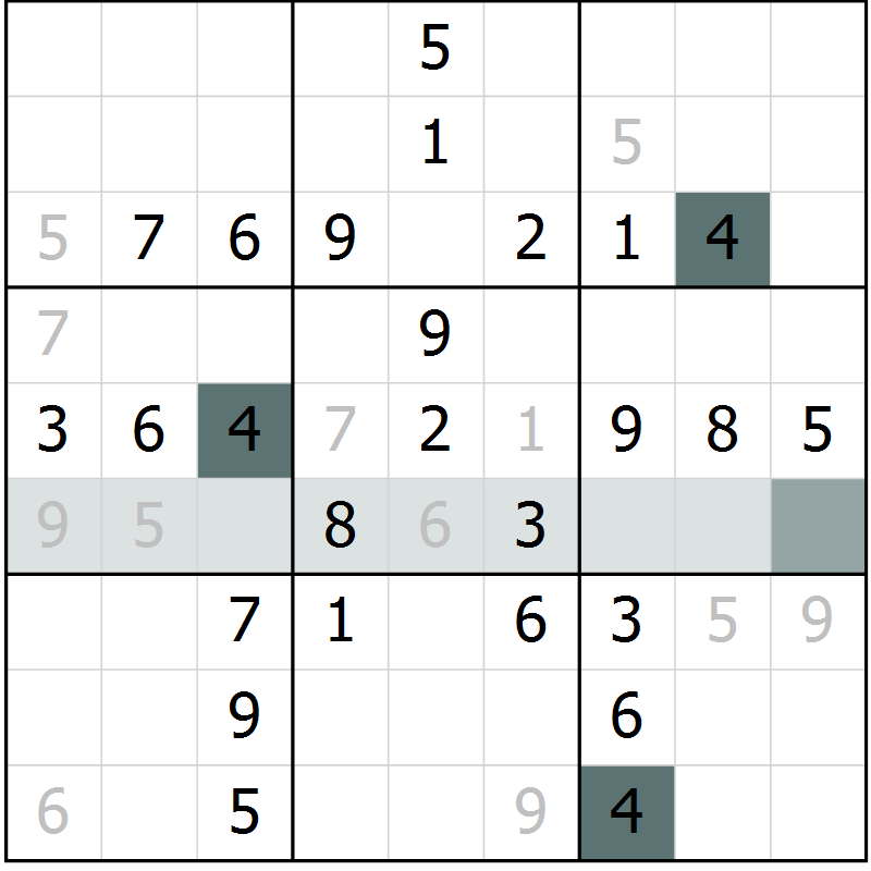 Position des candidats pour la solution de la Gr 41 page 43 du magazine de sudoku SUDOKU SUCCESS n° 022