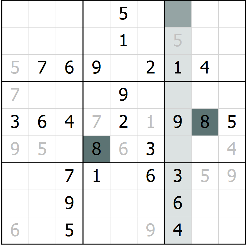 Position des candidats pour la solution de la Gr 41 page 43 du magazine de sudoku SUDOKU SUCCESS n° 022