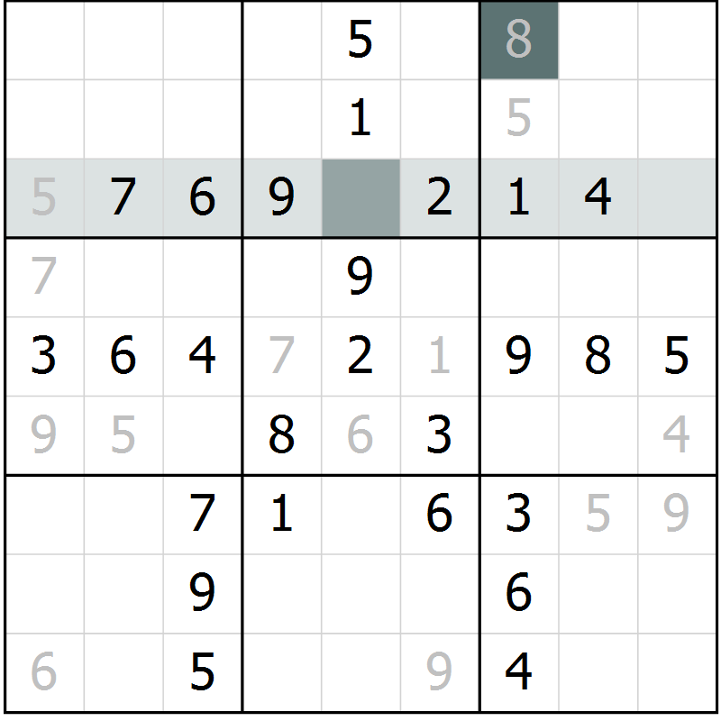 Position des candidats pour la solution de la Gr 41 page 43 du magazine de sudoku SUDOKU SUCCESS n° 022