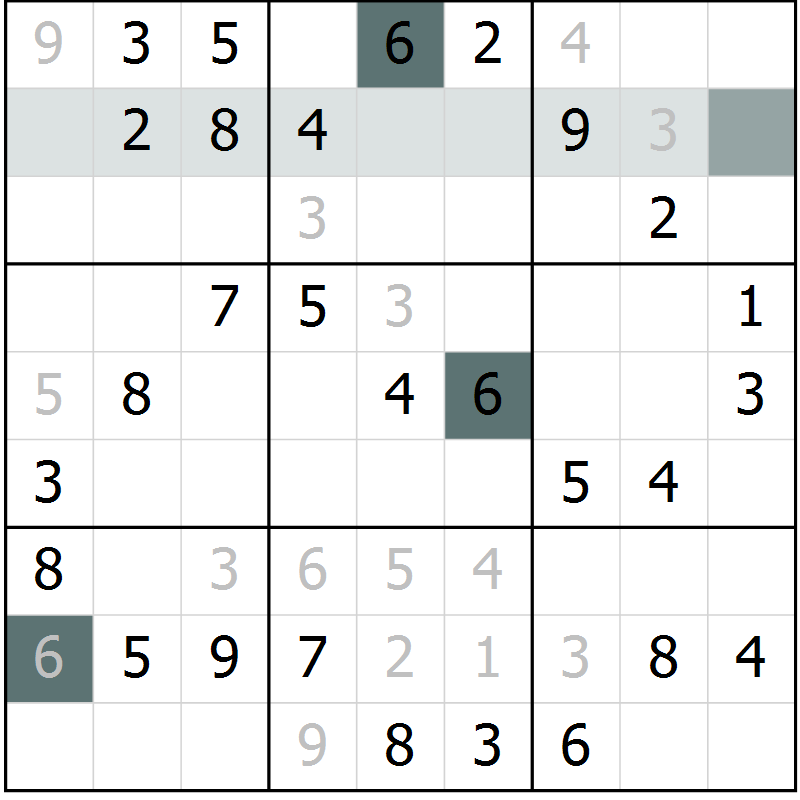 Position des candidats pour la solution de la Gr 43 page 45 du magazine de sudoku SUDOKU SUCCESS n° 022