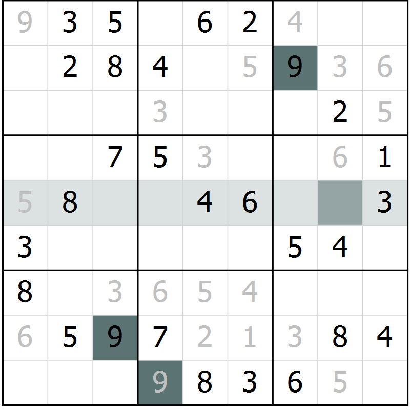 Position des candidats pour la solution de la Gr 43 page 45 du magazine de sudoku SUDOKU SUCCESS n° 022