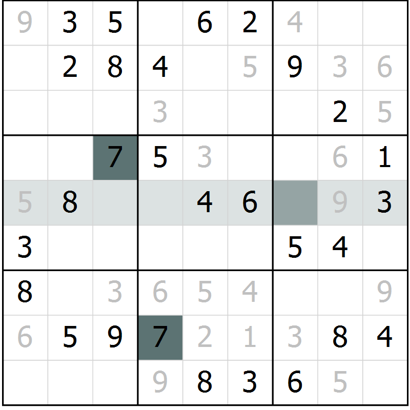 Position des candidats pour la solution de la Gr 43 page 45 du magazine de sudoku SUDOKU SUCCESS n° 022