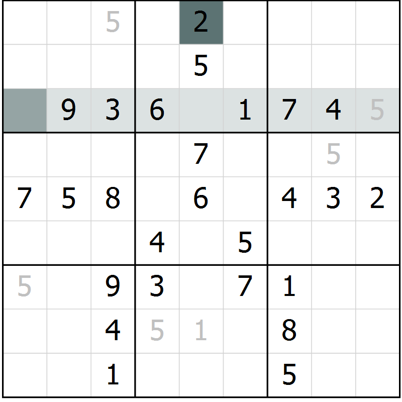 Position des candidats pour la solution de la Gr 44 page 46 du magazine de sudoku SUDOKU SUCCESS n° 022