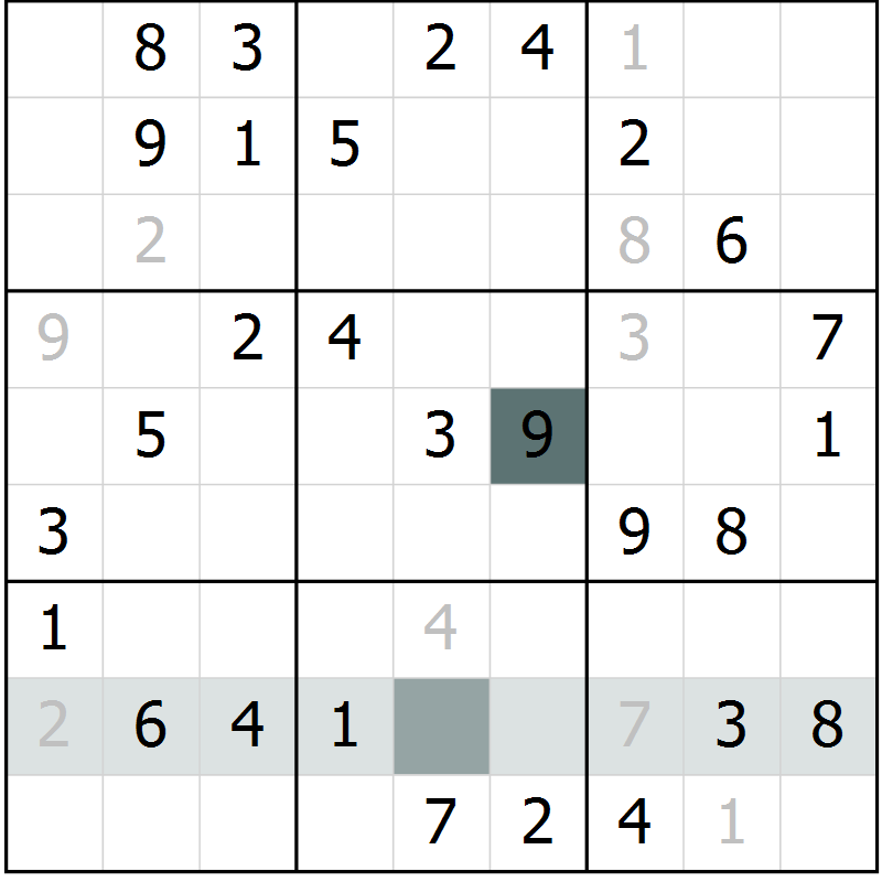 Position des candidats pour la solution de la Gr 46 page 48 du magazine de sudoku SUDOKU SUCCESS n° 022