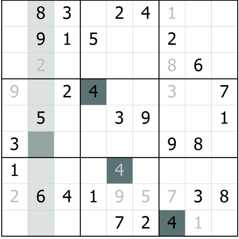 Position des candidats pour la solution de la Gr 46 page 48 du magazine de sudoku SUDOKU SUCCESS n° 022