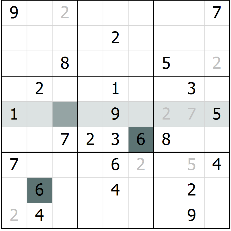 Position des candidats pour la solution de la Gr 47 page 49 du magazine de sudoku SUDOKU SUCCESS n° 022