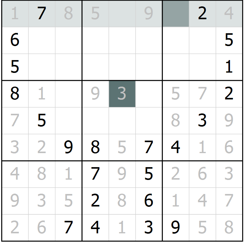 Position des candidats pour la solution de la Gr 48 page 50 du magazine de sudoku SUDOKU SUCCESS n° 022