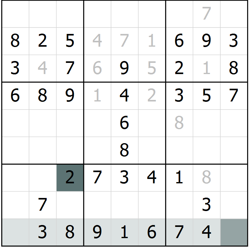 Position des candidats pour la solution de la Gr 49 page 51 du magazine de sudoku SUDOKU SUCCESS n° 022