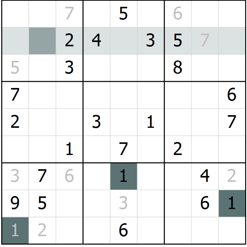 Position des candidats pour la solution de la Gr 50 page 52 du magazine de sudoku SUDOKU SUCCESS n° 022