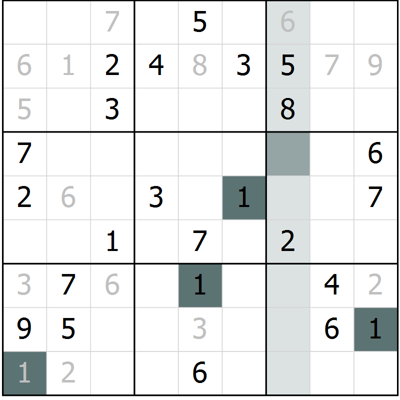 Position des candidats pour la solution de la Gr 50 page 52 du magazine de sudoku SUDOKU SUCCESS n° 022