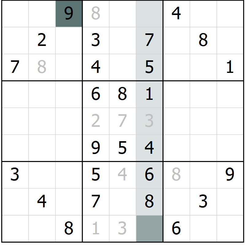 Position des candidats pour la solution de la Gr 51 page 53 du magazine de sudoku SUDOKU SUCCESS n° 022