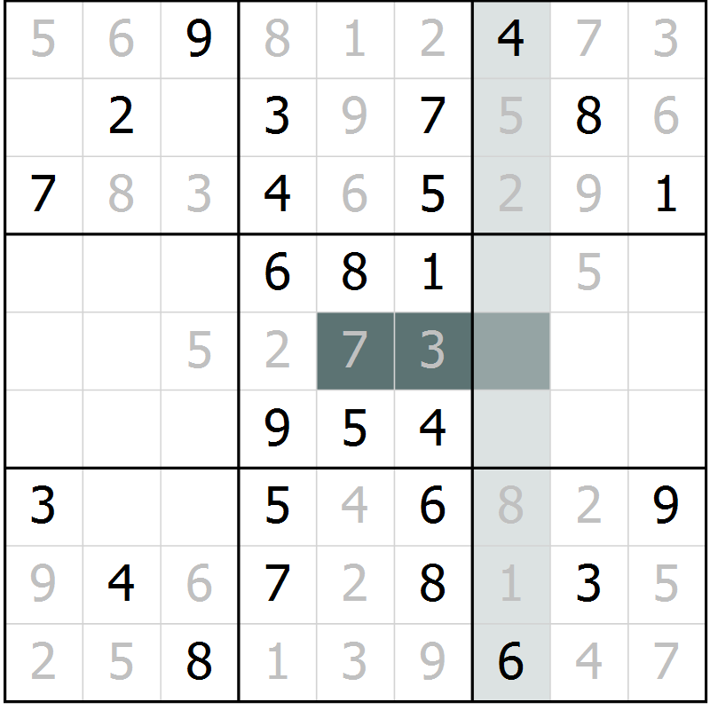 Position des candidats pour la solution de la Gr 51 page 53 du magazine de sudoku SUDOKU SUCCESS n° 022