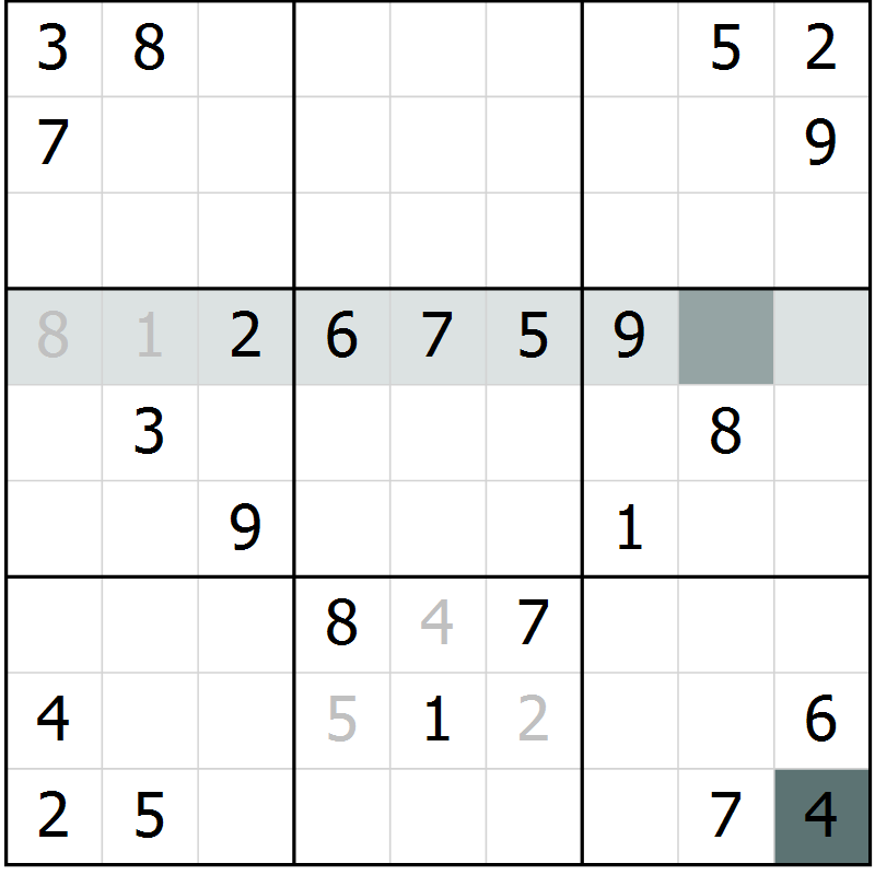 Position des candidats pour la solution de la Gr 52 page 54 du magazine de sudoku SUDOKU SUCCESS n° 022