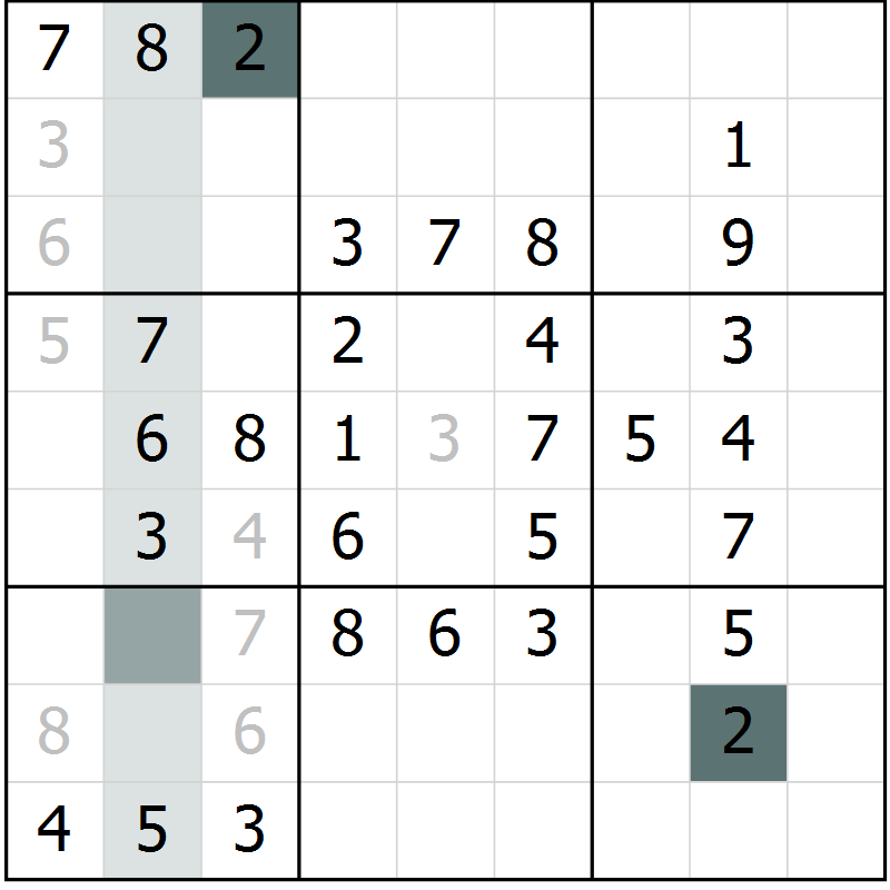 Position des candidats pour la solution de la Gr 53 page 55 du magazine de sudoku SUDOKU SUCCESS n° 022