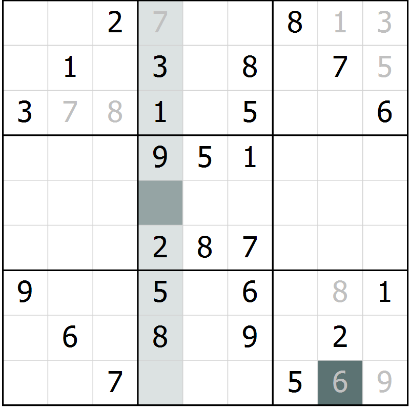 Position des candidats pour la solution de la Gr 54 page 56 du magazine de sudoku SUDOKU SUCCESS n° 022