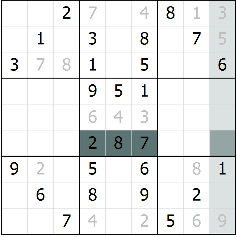 Position des candidats pour la solution de la Gr 54 page 56 du magazine de sudoku SUDOKU SUCCESS n° 022