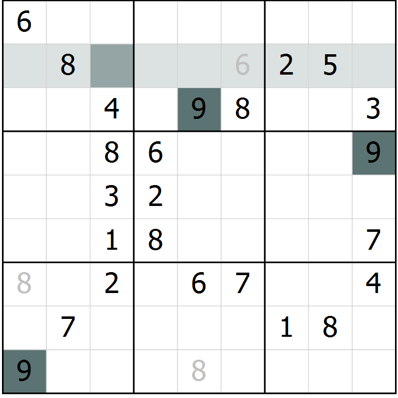 Position des candidats pour la solution de la Gr 56 page 58 du magazine de sudoku SUDOKU SUCCESS n° 022