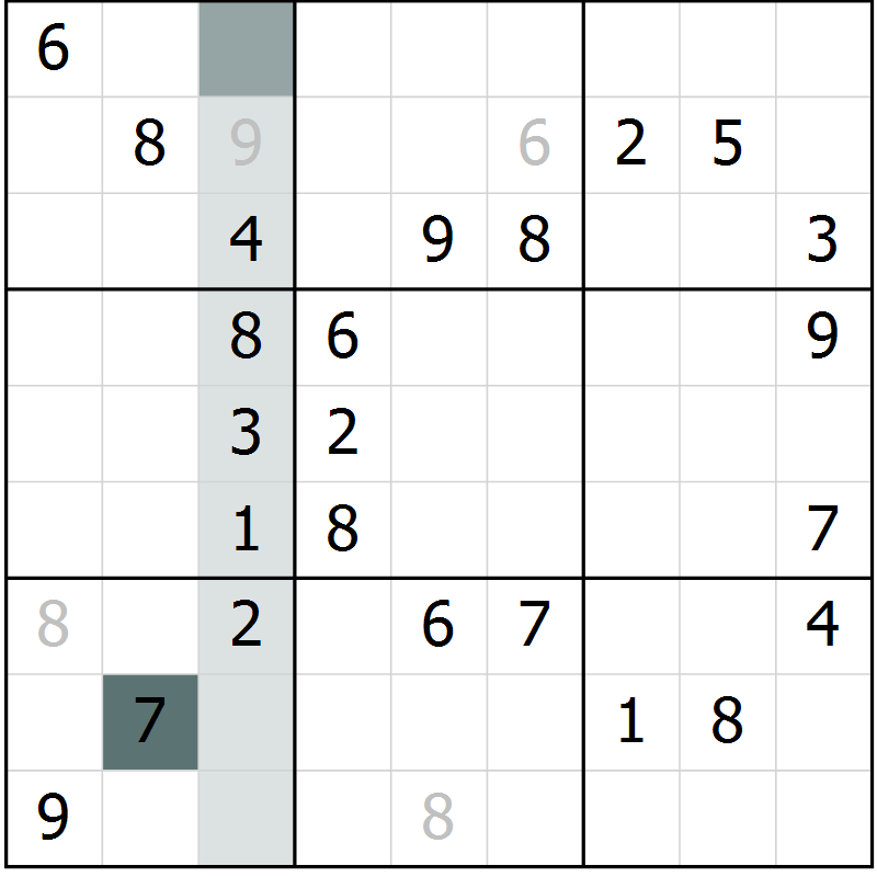 Position des candidats pour la solution de la Gr 56 page 58 du magazine de sudoku SUDOKU SUCCESS n° 022