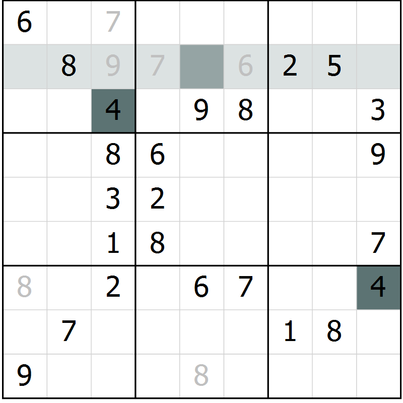 Position des candidats pour la solution de la Gr 56 page 58 du magazine de sudoku SUDOKU SUCCESS n° 022