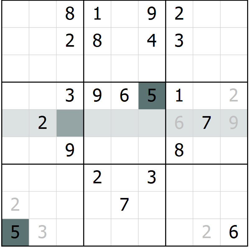Position des candidats pour la solution de la Gr 58 page 60 du magazine de sudoku SUDOKU SUCCESS n° 022