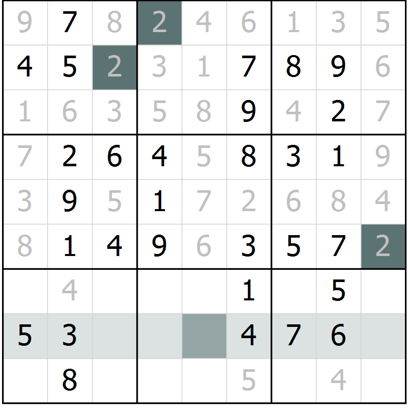 Position des candidats pour la solution de la Gr 59 page 61 du magazine de sudoku SUDOKU SUCCESS n° 022