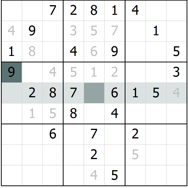 Position des candidats pour la solution de la Gr 60 page 62 du magazine de sudoku SUDOKU SUCCESS n° 022