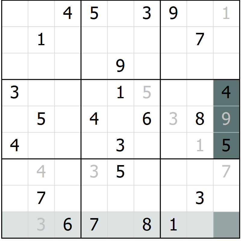 Position des candidats pour la solution de la Gr 61 page 63 du magazine de sudoku SUDOKU SUCCESS n° 022