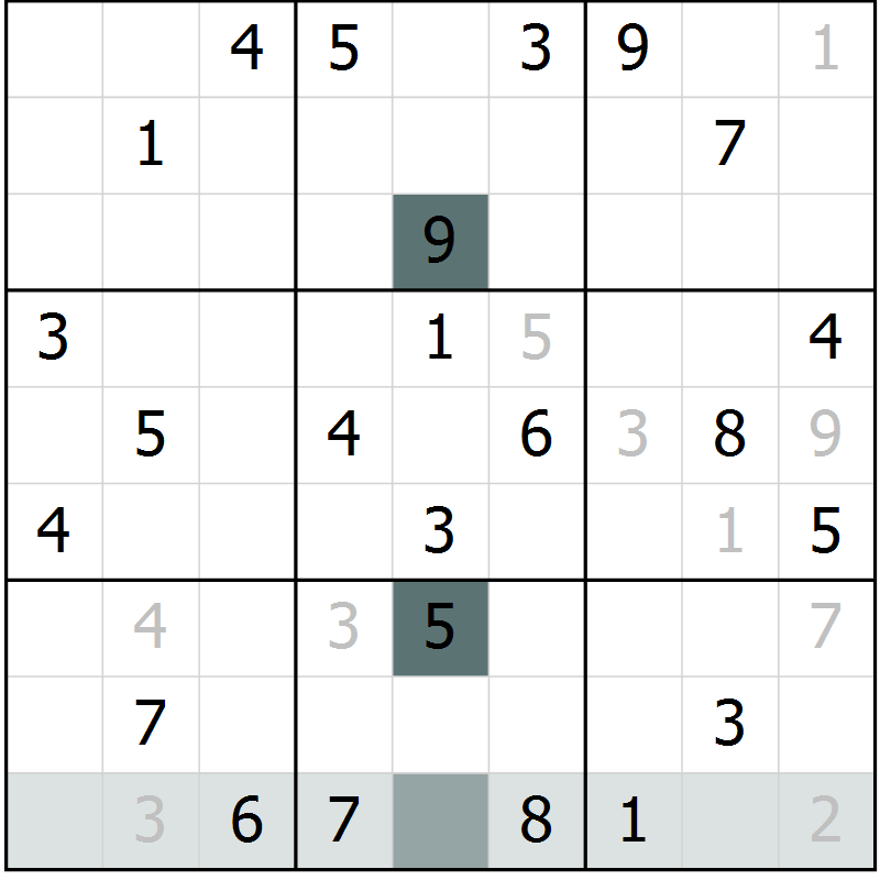 Position des candidats pour la solution de la Gr 61 page 63 du magazine de sudoku SUDOKU SUCCESS n° 022