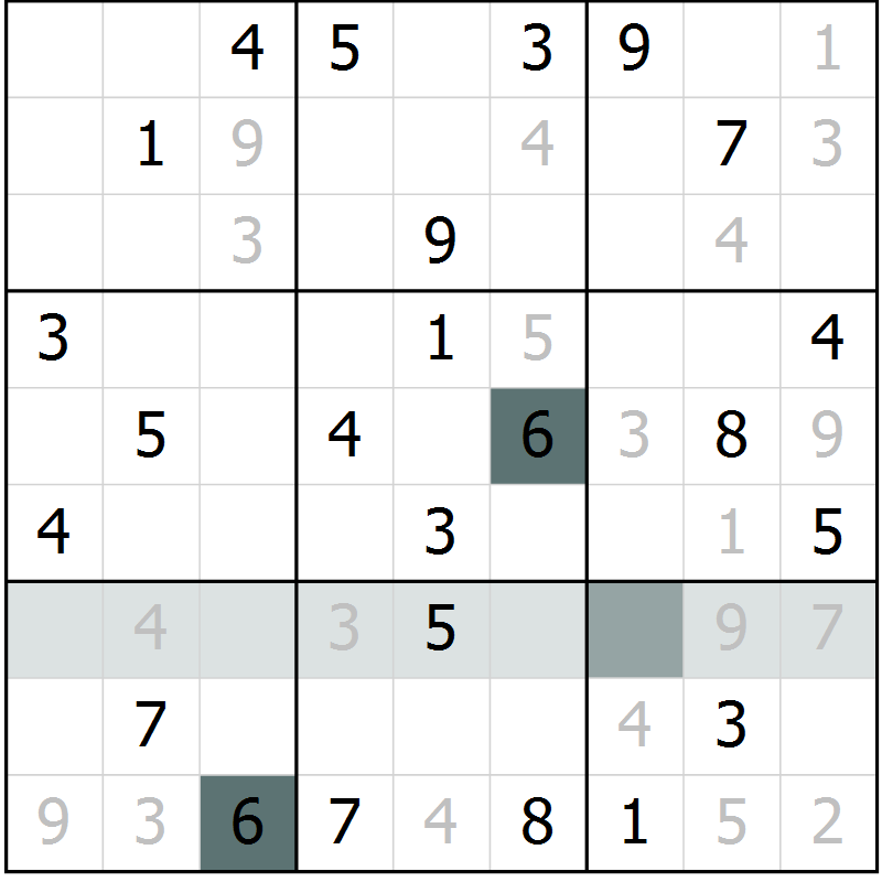 Position des candidats pour la solution de la Gr 61 page 63 du magazine de sudoku SUDOKU SUCCESS n° 022