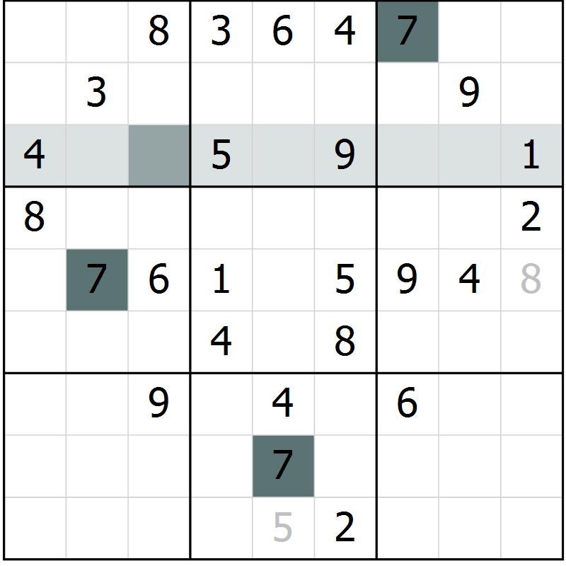 Position des candidats pour la solution de la Gr 62 page 64 du magazine de sudoku SUDOKU SUCCESS n° 022