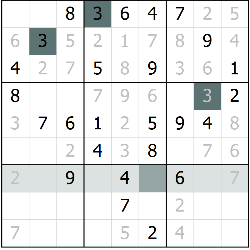 Position des candidats pour la solution de la Gr 62 page 64 du magazine de sudoku SUDOKU SUCCESS n° 022