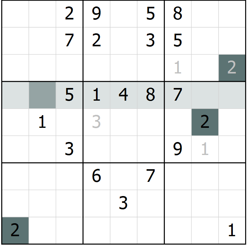 Position des candidats pour la solution de la Gr 63 page 65 du magazine de sudoku SUDOKU SUCCESS n° 022
