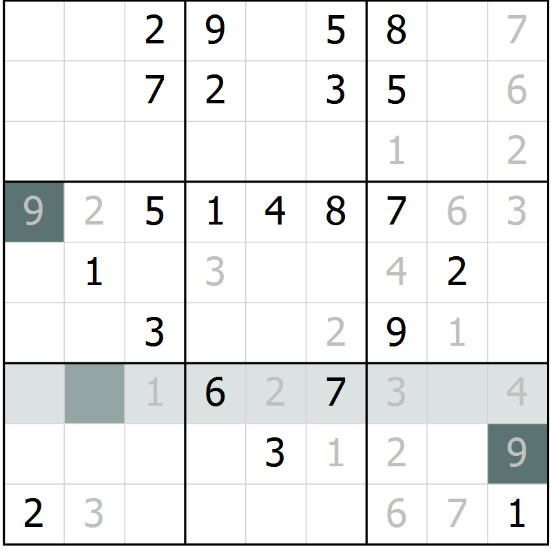 Position des candidats pour la solution de la Gr 63 page 65 du magazine de sudoku SUDOKU SUCCESS n° 022