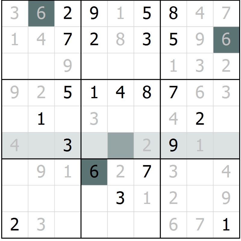 Position des candidats pour la solution de la Gr 63 page 65 du magazine de sudoku SUDOKU SUCCESS n° 022