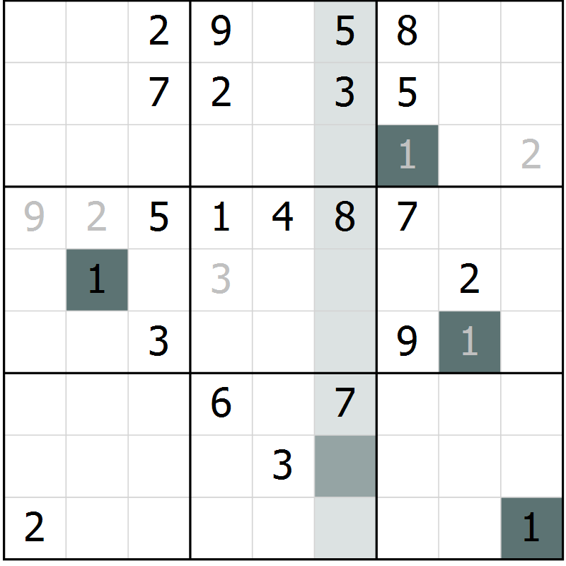 Position des candidats pour la solution de la Gr 63 page 65 du magazine de sudoku SUDOKU SUCCESS n° 022