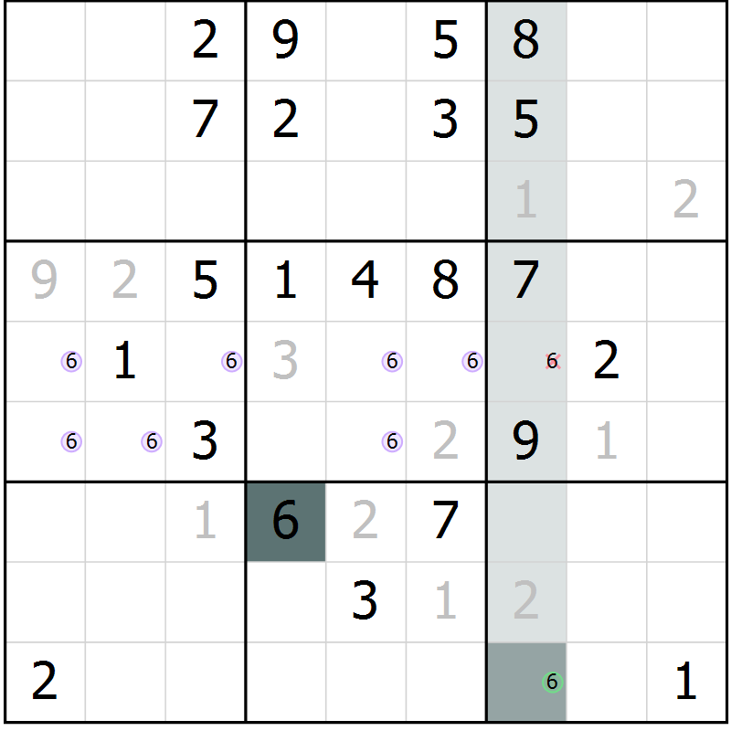 Position des candidats pour la solution de la Gr 63 page 65 du magazine de sudoku SUDOKU SUCCESS n° 022