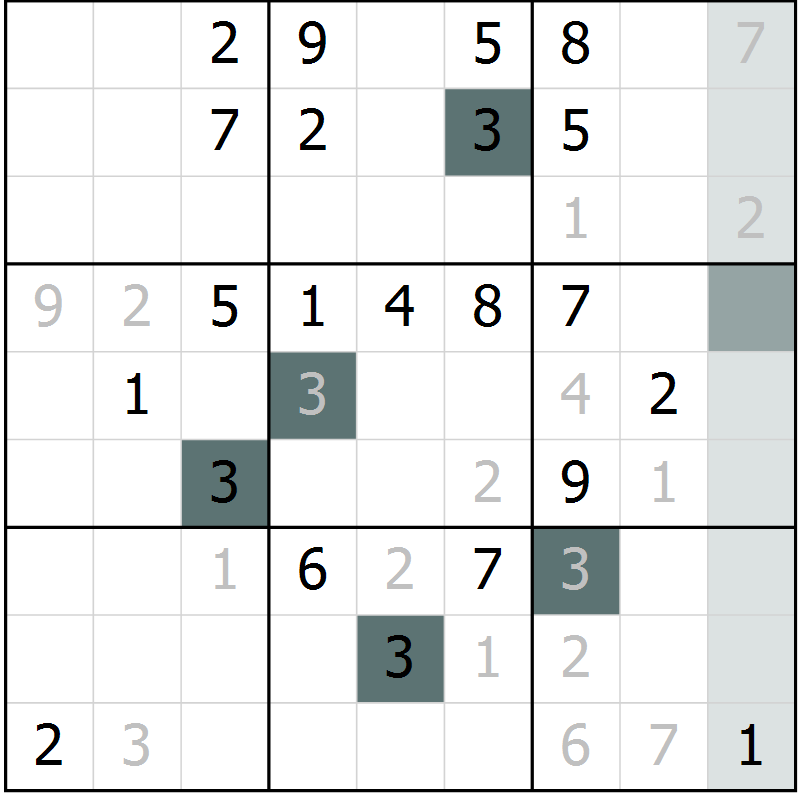 Position des candidats pour la solution de la Gr 63 page 65 du magazine de sudoku SUDOKU SUCCESS n° 022
