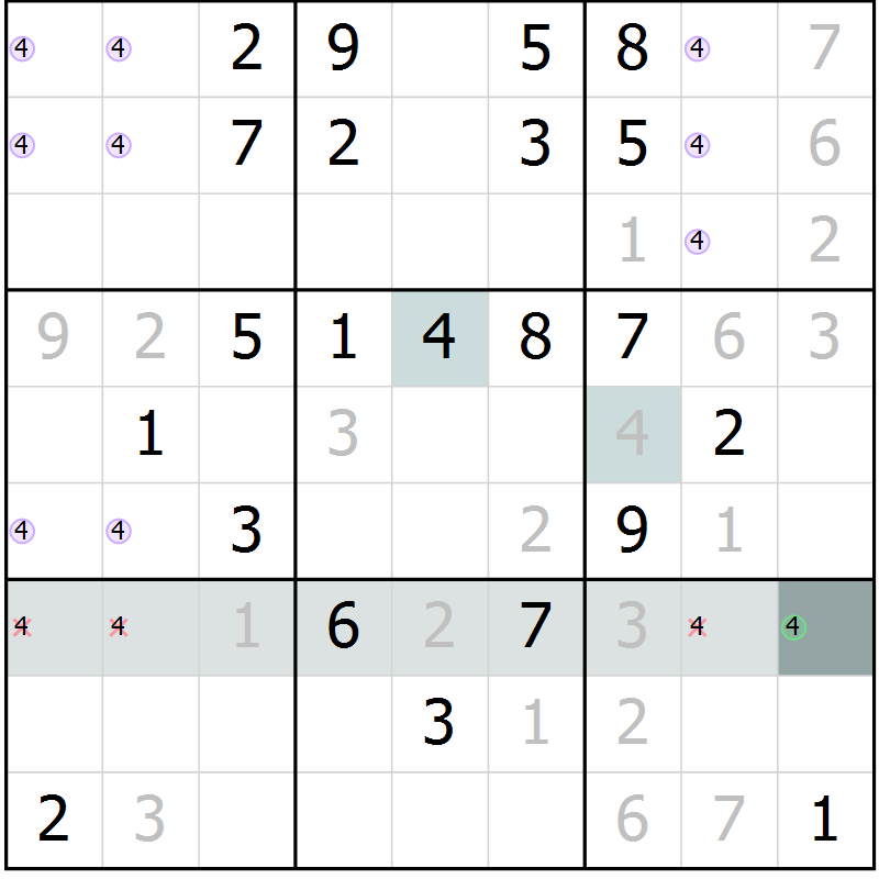 Position des candidats pour la solution de la Gr 63 page 65 du magazine de sudoku SUDOKU SUCCESS n° 022