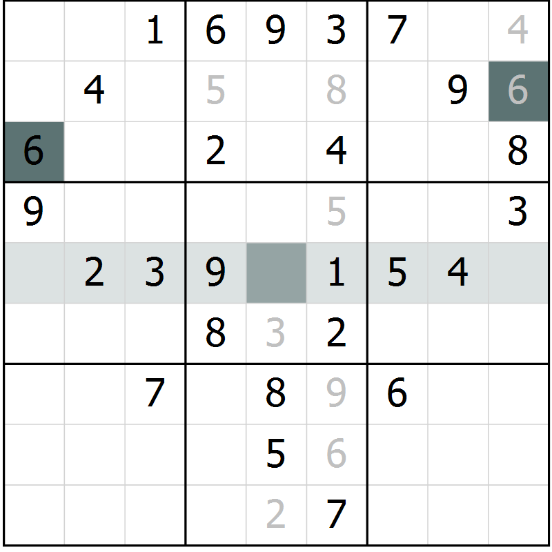 Position des candidats pour la solution de la Gr 64 page 66 du magazine de sudoku SUDOKU SUCCESS n° 022
