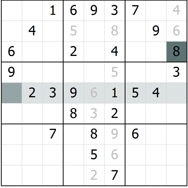 Position des candidats pour la solution de la Gr 64 page 66 du magazine de sudoku SUDOKU SUCCESS n° 022