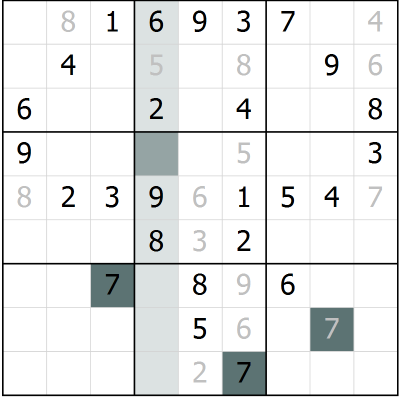 Position des candidats pour la solution de la Gr 64 page 66 du magazine de sudoku SUDOKU SUCCESS n° 022
