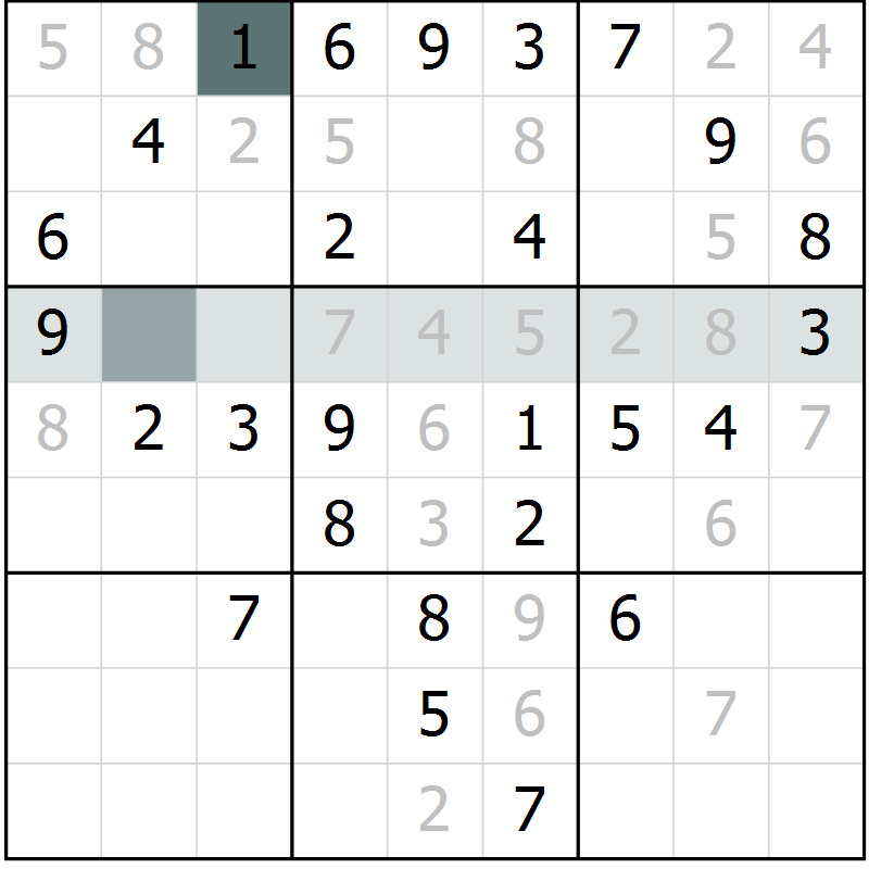 Position des candidats pour la solution de la Gr 64 page 66 du magazine de sudoku SUDOKU SUCCESS n° 022
