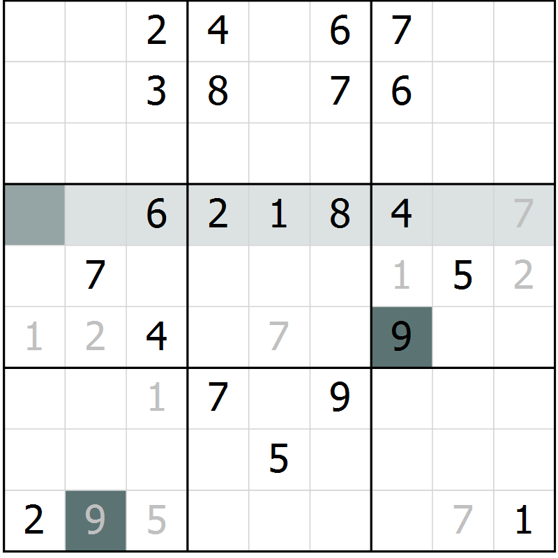 Position des candidats pour la solution de la Gr 65 page 67 du magazine de sudoku SUDOKU SUCCESS n° 022