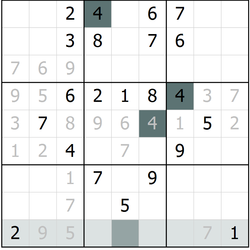 Position des candidats pour la solution de la Gr 65 page 67 du magazine de sudoku SUDOKU SUCCESS n° 022