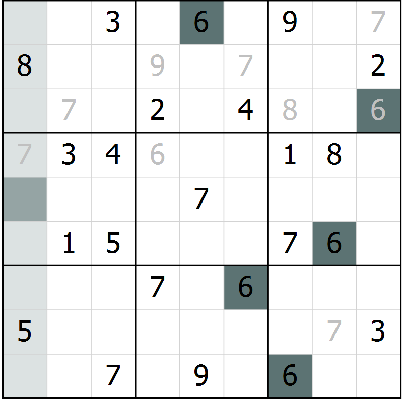 Position des candidats pour la solution de la Gr 66 page 68 du magazine de sudoku SUDOKU SUCCESS n° 022