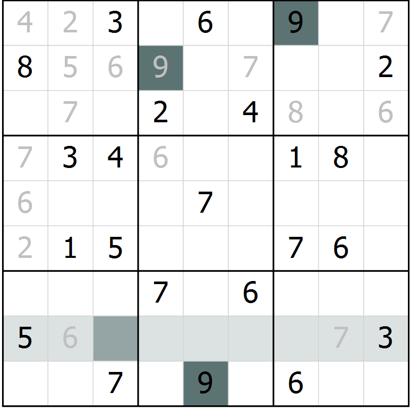 Position des candidats pour la solution de la Gr 66 page 68 du magazine de sudoku SUDOKU SUCCESS n° 022