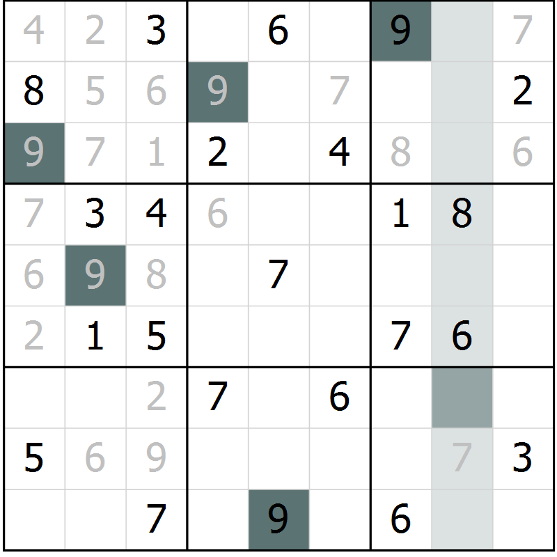 Position des candidats pour la solution de la Gr 66 page 68 du magazine de sudoku SUDOKU SUCCESS n° 022
