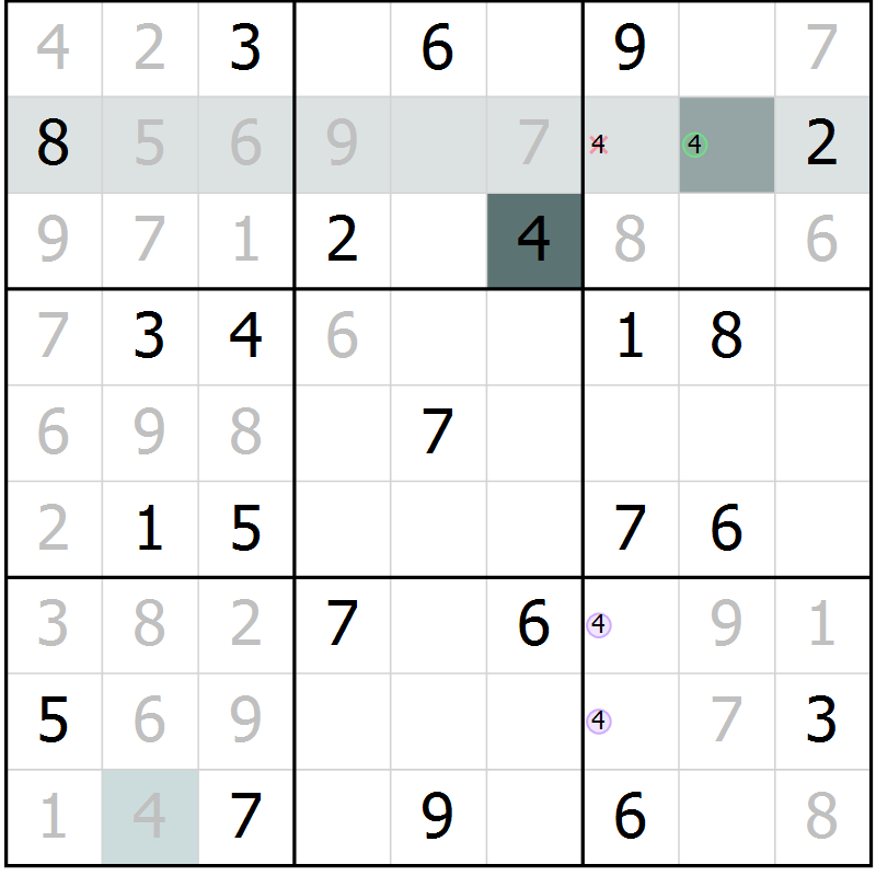 Position des candidats pour la solution de la Gr 66 page 68 du magazine de sudoku SUDOKU SUCCESS n° 022