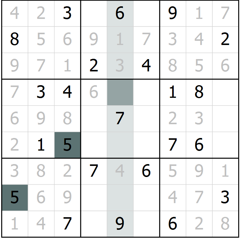 Position des candidats pour la solution de la Gr 66 page 68 du magazine de sudoku SUDOKU SUCCESS n° 022